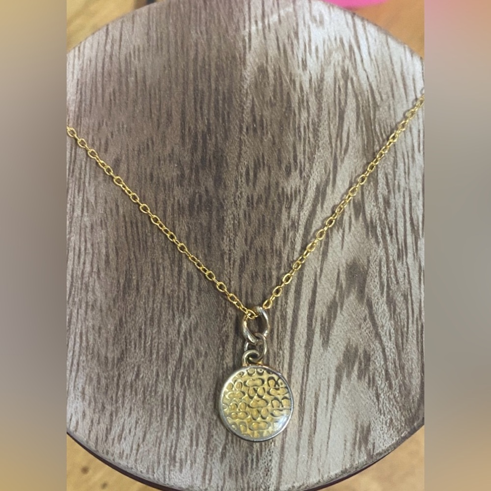 Coach Large Yellow Enamel Signature Logo Disc Pendant Necklace - Picture 3 of 8